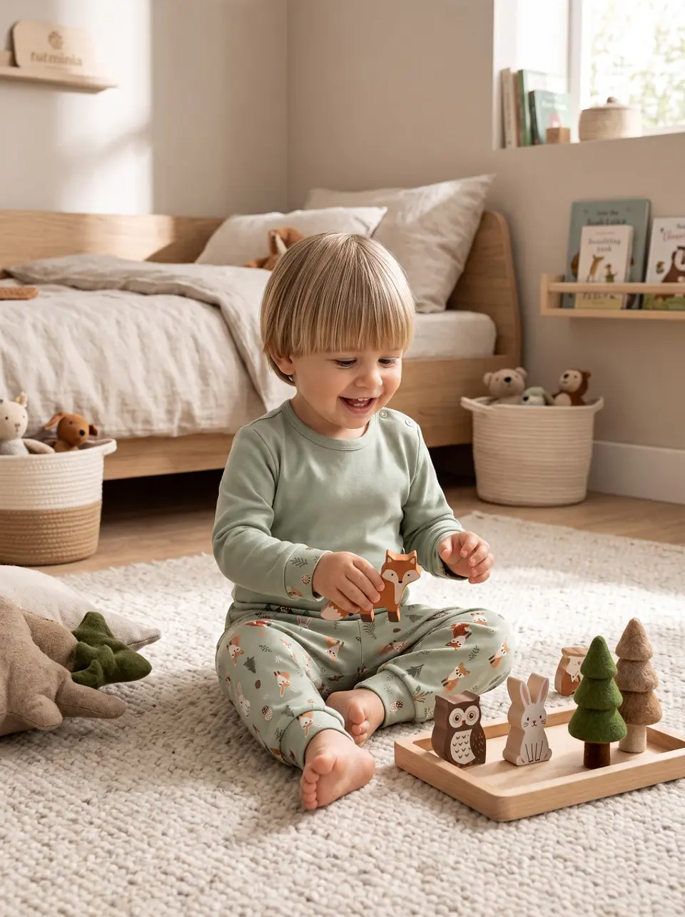 Pijama de Bebé “Amigos da Floresta” – 100% Algodão (com carda) 2
