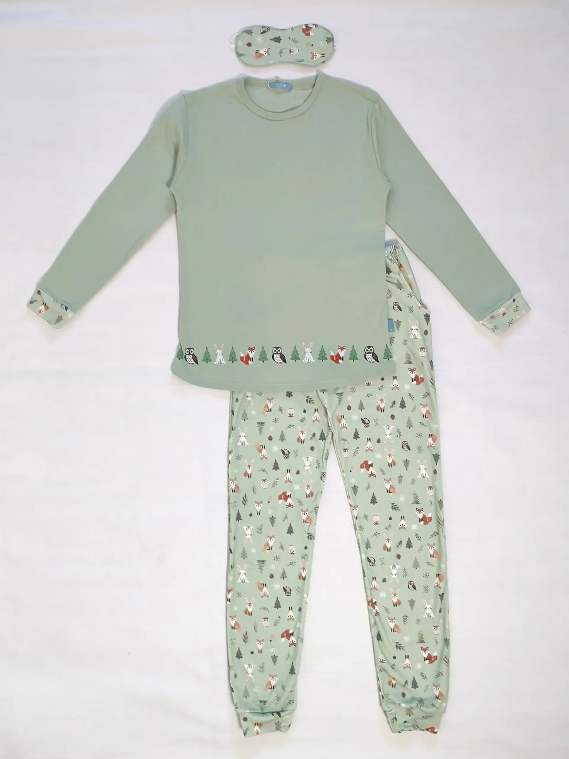 Pijama de Senhora 100% Algodão Cardado – Amigos da Floresta 3