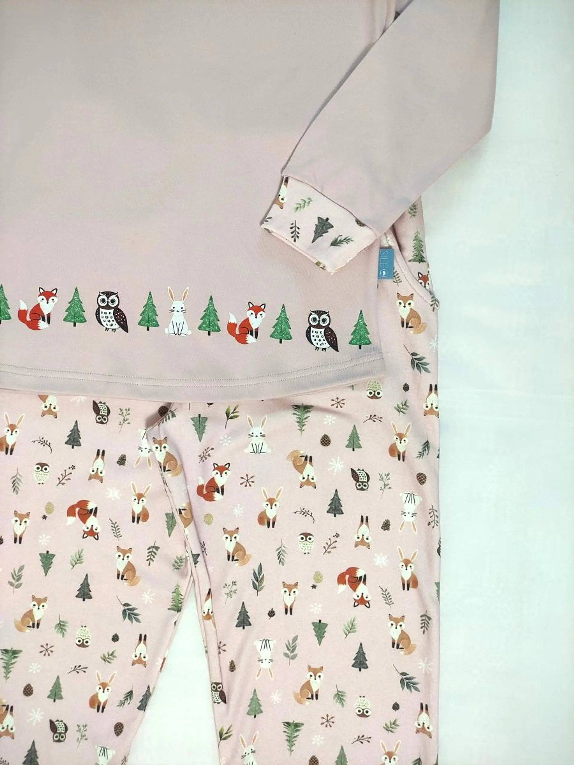 Pijama de Senhora 100% Algodão Cardado – Amigos da Floresta - rosa 4