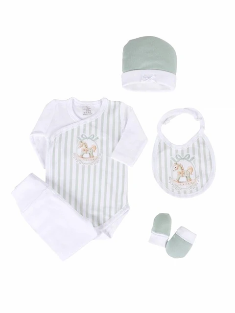 Conjunto de 5 peças em algodão "Cavalinho no baloiço" (com carda)