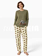 Pijama de Senhora com Guaxinim – Conforto e Charme de Outono - verde - Thumbnail 1