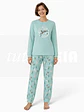 Pijama de mulher em algodão com calças estampadas - Thumbnail 1