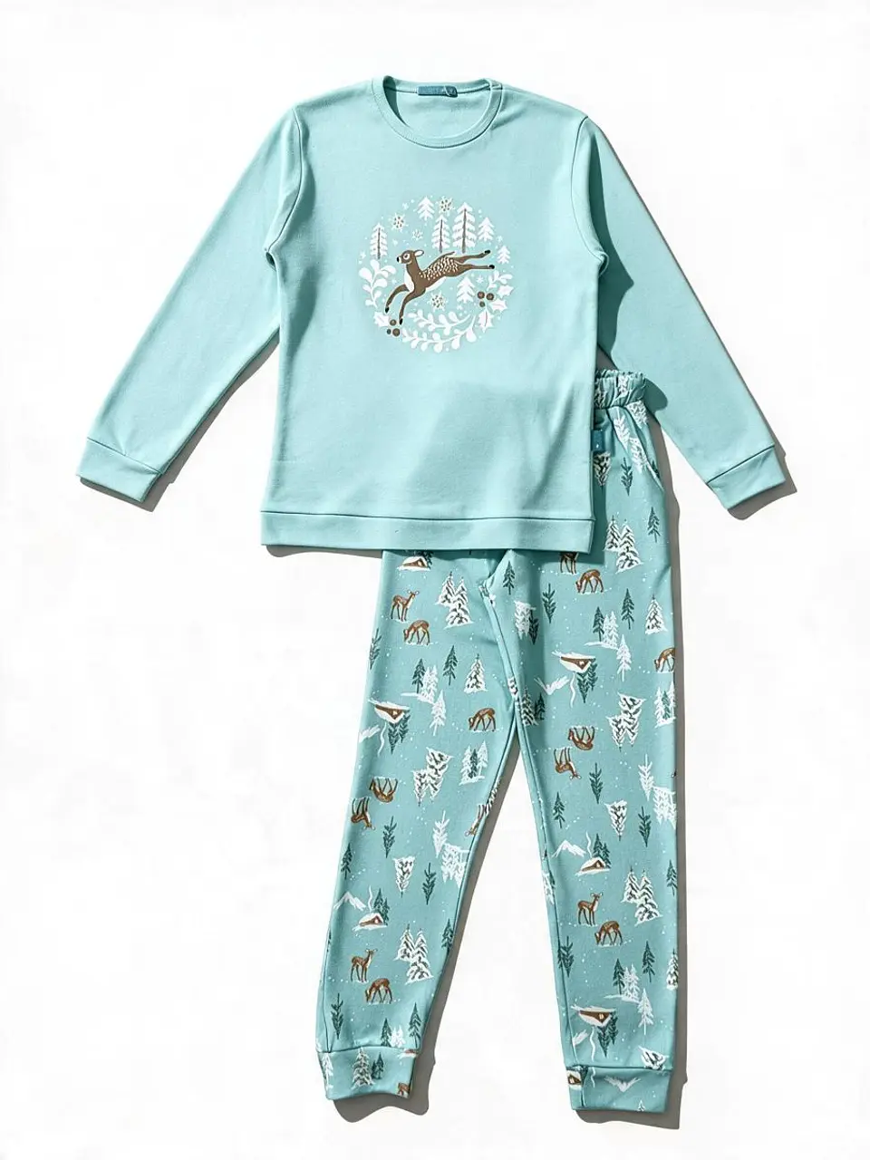 Pijama de mulher em algodão com calças estampadas 2