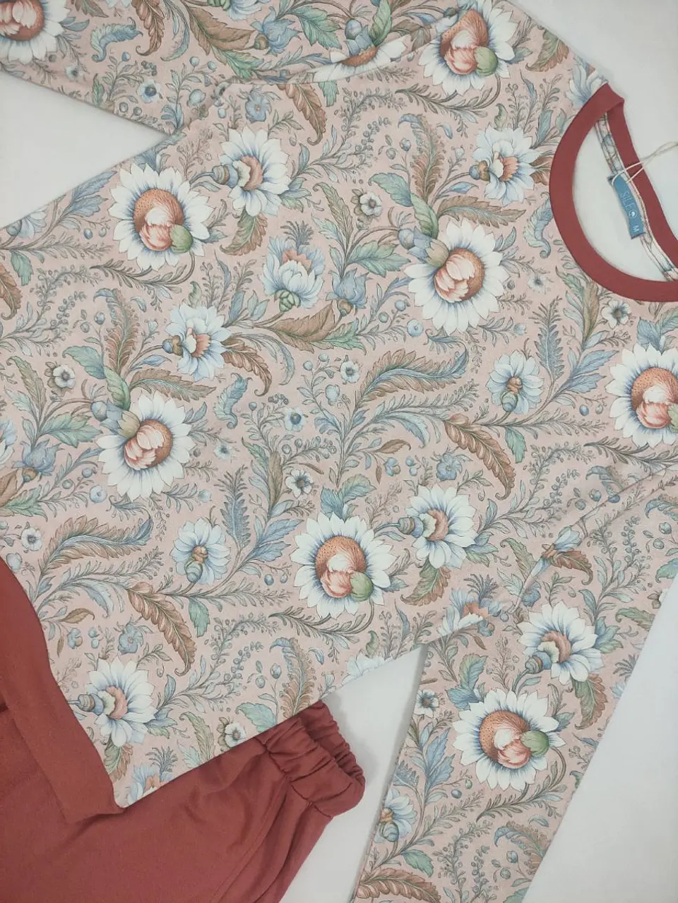 Pijama de mulher estampado - 100% algodão (com carda) - telha 3