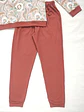 Pijama de mulher estampado - 100% algodão (com carda) - telha - Thumbnail 4