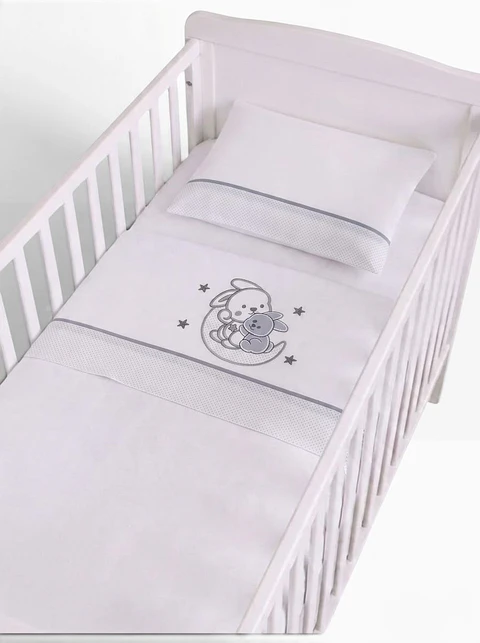 Jogo de lençóis para cama de grades "Ursinhos na Lua " - Flanela