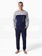 Pijama de homem 100% algodão (com carda) estilo desportivo - marinho - Thumbnail 1