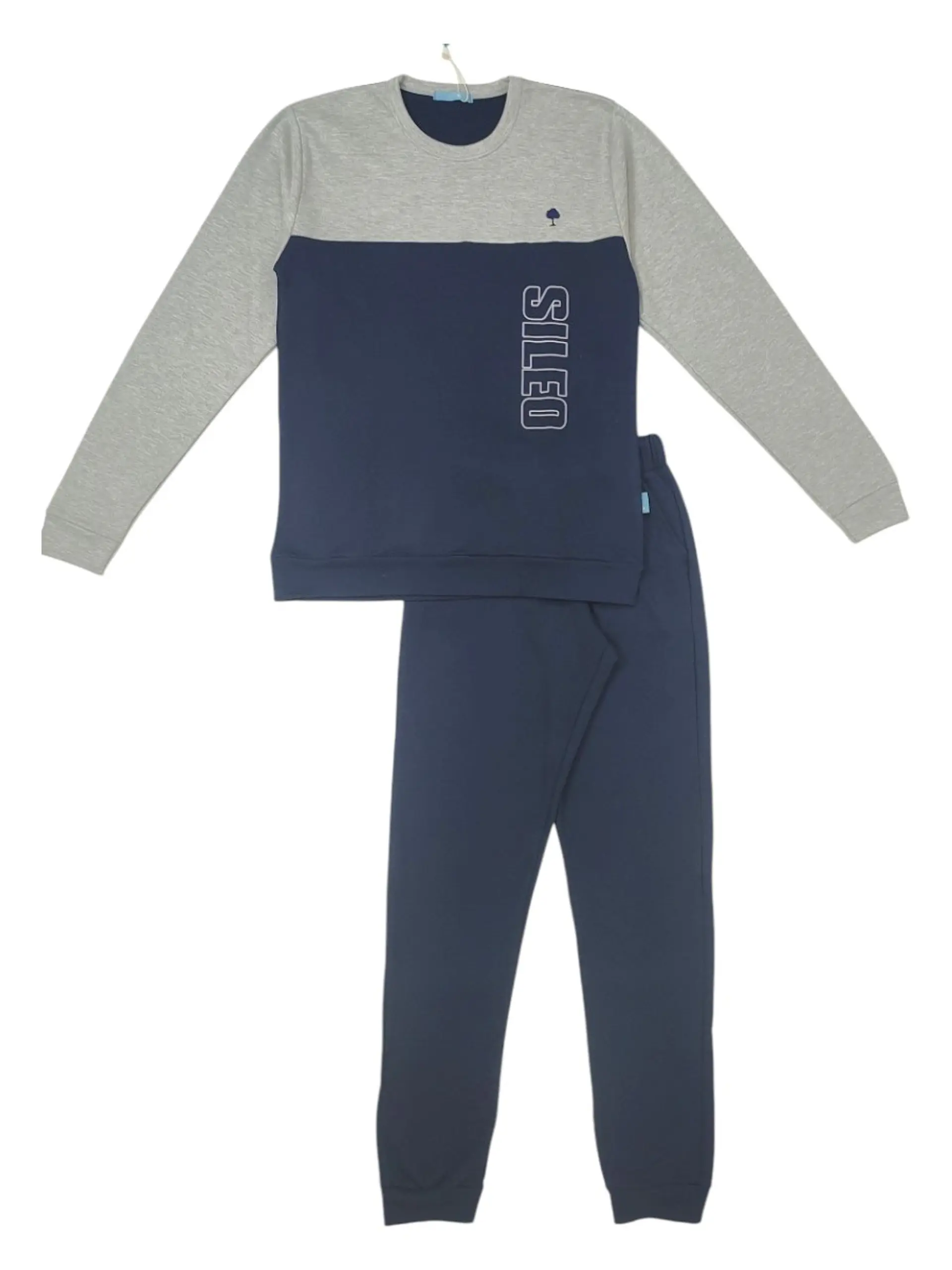 Pijama de homem 100% algodão (com carda) estilo desportivo - marinho 3