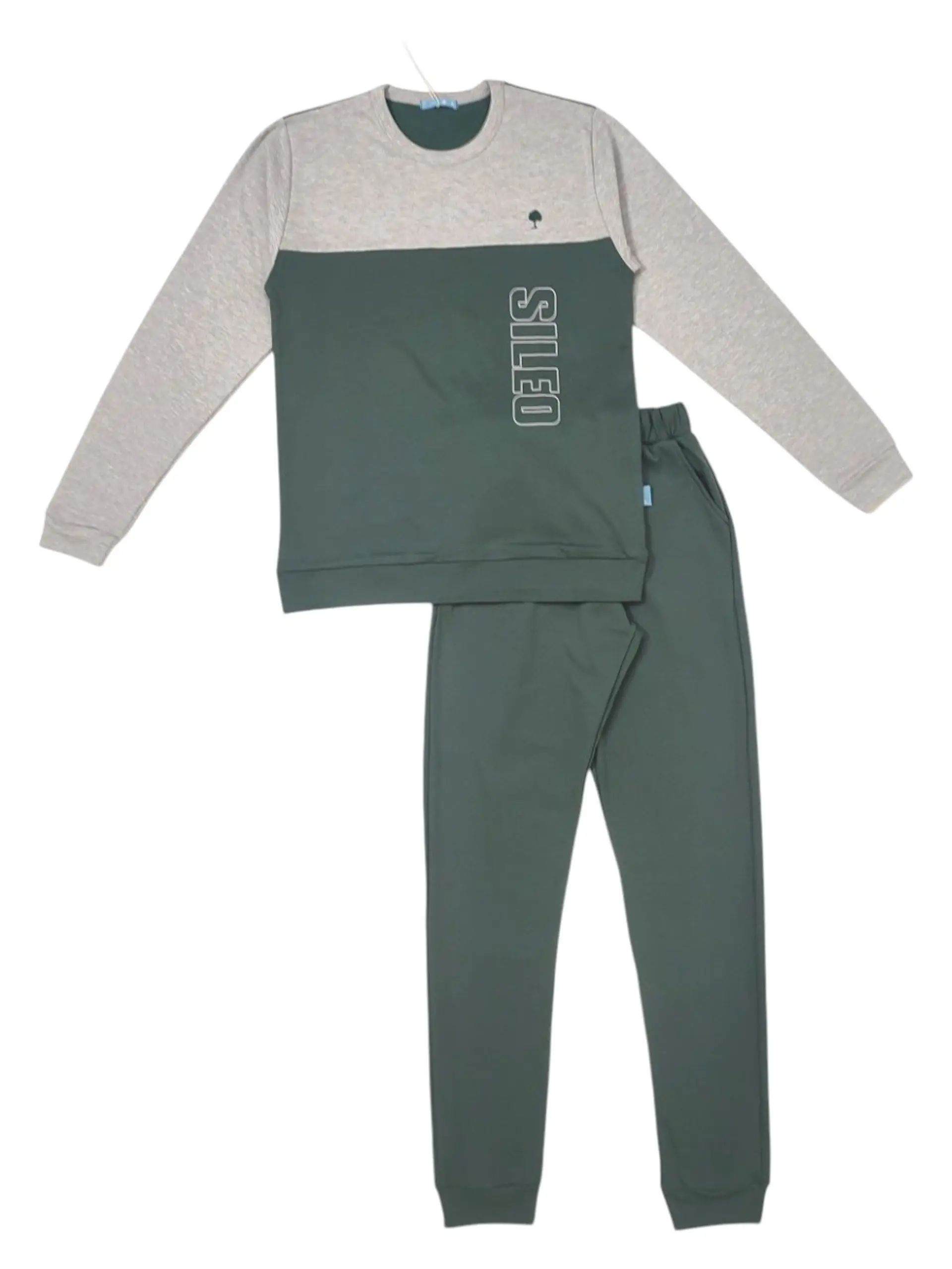 Pijama de homem 100% algodão (com carda) estilo desportivo - verde 3