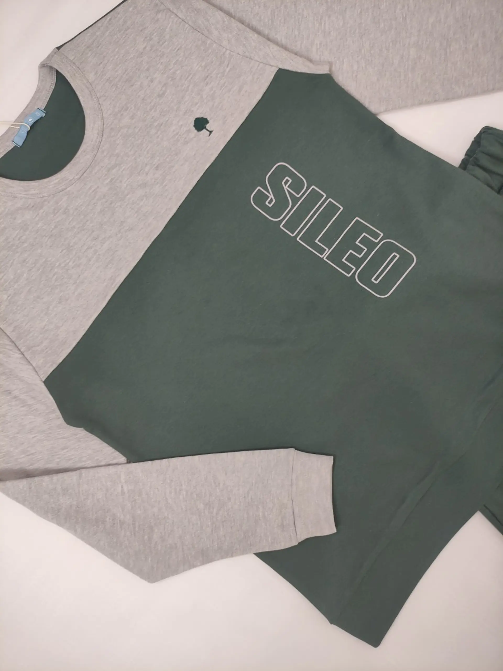 Pijama de homem 100% algodão (com carda) estilo desportivo - verde 5