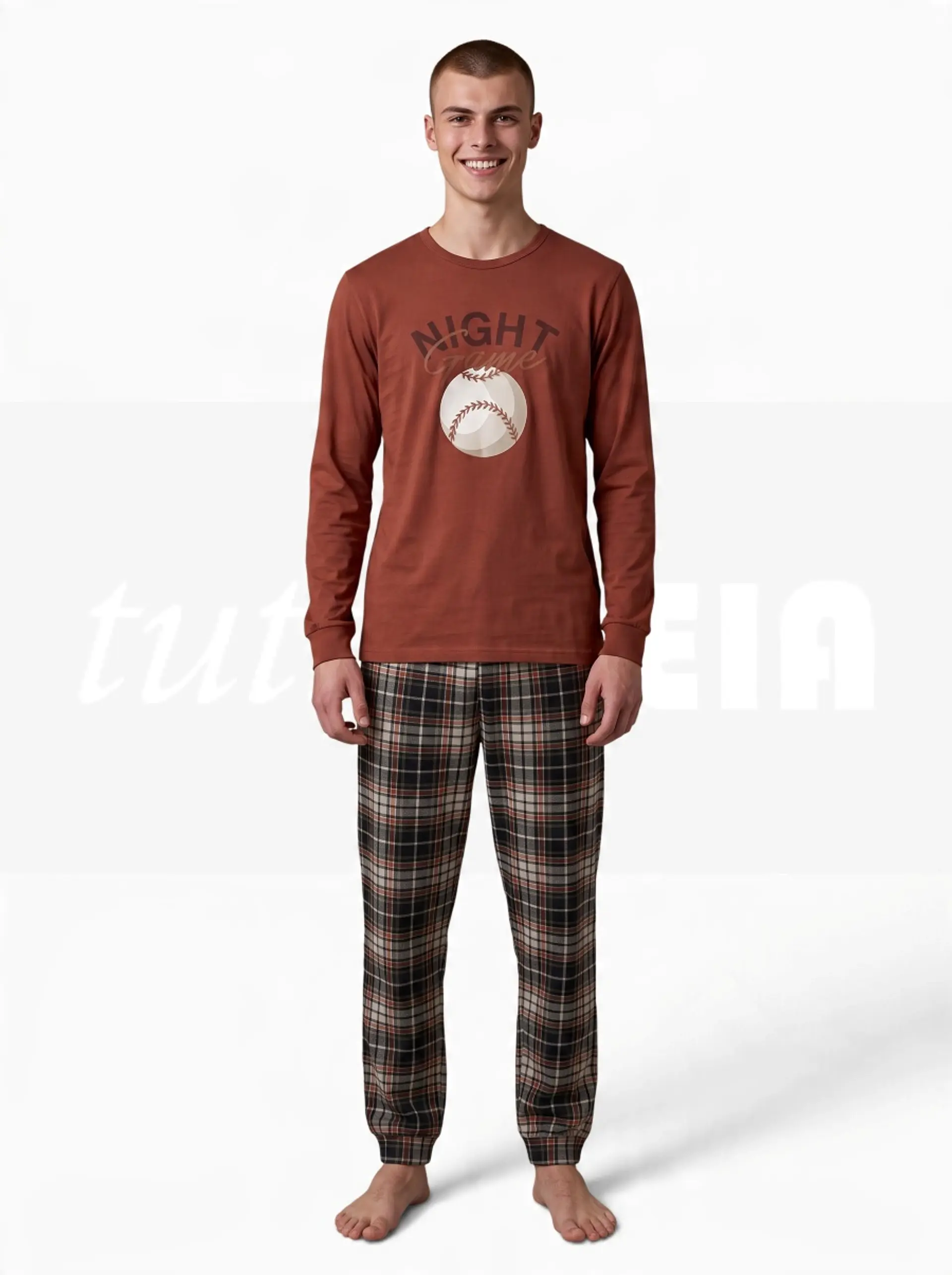 Pijama de homem 100% algodão (com carda) 