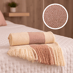 Piecera Mantita tejida a telar, Palo rosa, Lana natural