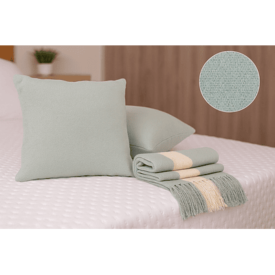 Piecera, Mantita tejida a telar, Celeste menta, Lana natural