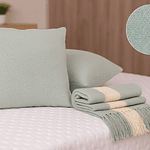 Piecera, Mantita tejida a telar, Celeste menta, Lana natural