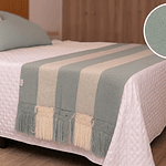 Piecera, Mantita tejida a telar, Celeste menta, Lana natural