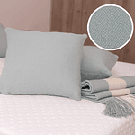 Piecera, Mantita tejida a telar, Celeste menta, Lana natural