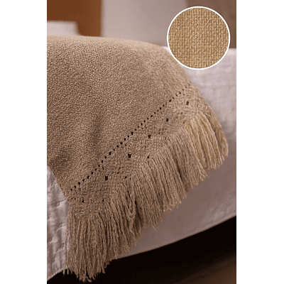 Piecera Mantita tejida a telar, Lana natural Sésamo.