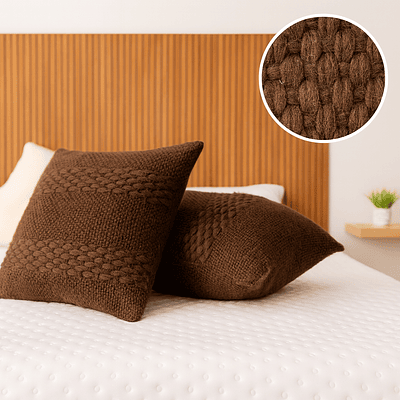 Cojines Artesanales de Lana de Oveja 100% Natural, Café Trumao.