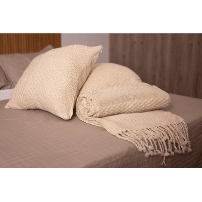 Cojines Artesanales de Lana de Oveja 100% Natural, Blanco Crudo