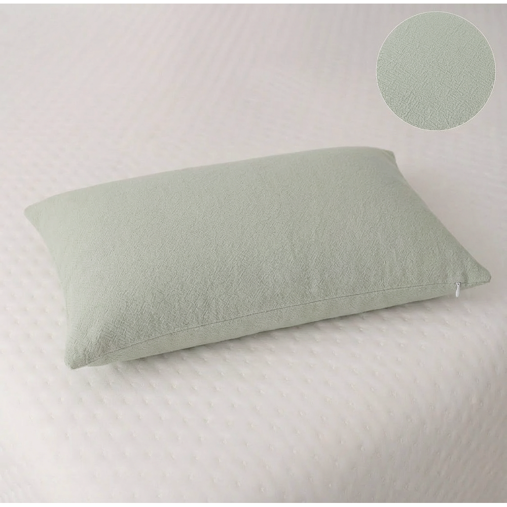 Pack de 3 Cojines tejidos a telar lana natural, Celeste menta.