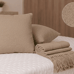 Pack de 3 Cojines tejidos a telar lana natural, Sésamo