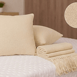 Pack de 3 Cojines tejidos a telar lana natural, Crudo