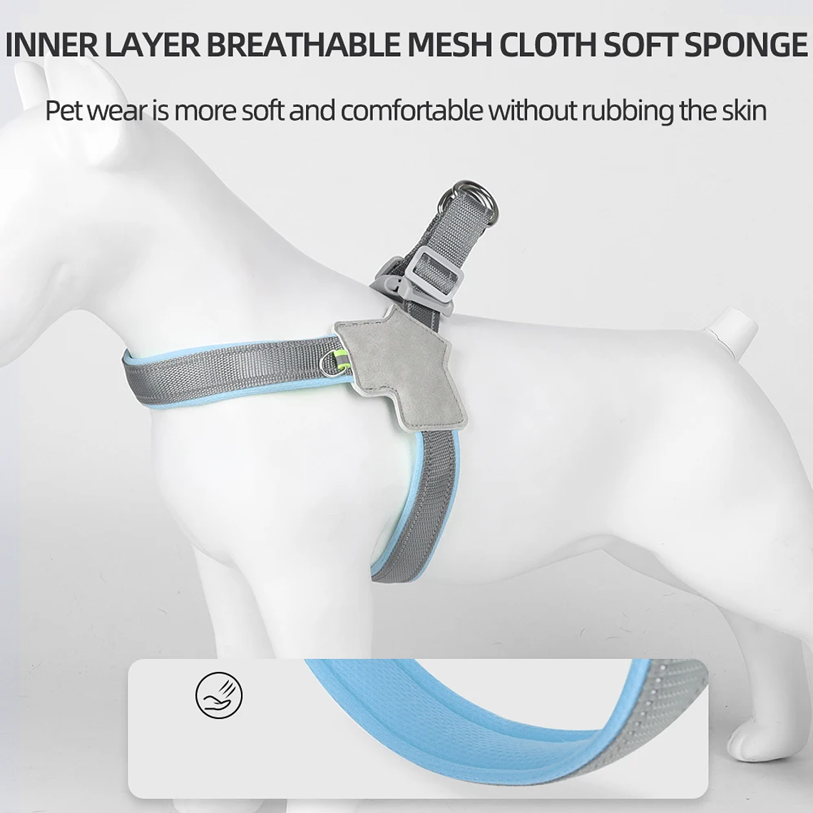 Pettorina per cani senza tirare per cani di taglia piccola e media Gatti Cintura pettorale regolabile riflettente Cucciolo Bulldog francese Collare di piombo Forniture per animali... 6