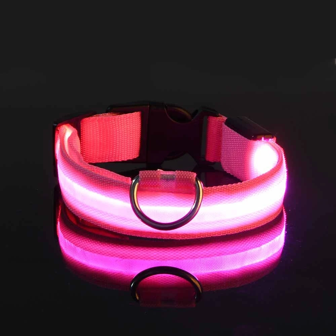 Guinzaglio per cani in nylon LED di sicurezza notturna lampeggiante che si illumina al buio Collare per cani da compagnia fluorescente luminoso 7