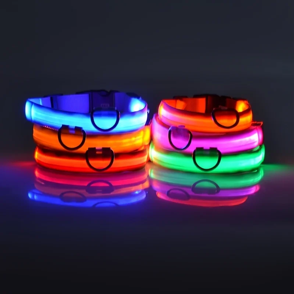Guinzaglio per cani in nylon LED di sicurezza notturna lampeggiante che si illumina al buio Collare per cani da compagnia fluorescente luminoso 10