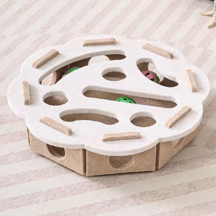 Pet Cat Puzzle Labirinto Fori Giocattoli Scatola di feltro con campana Palla Gattino che gioca Giocattoli Interattivi Divertenti forniture per gatti 6