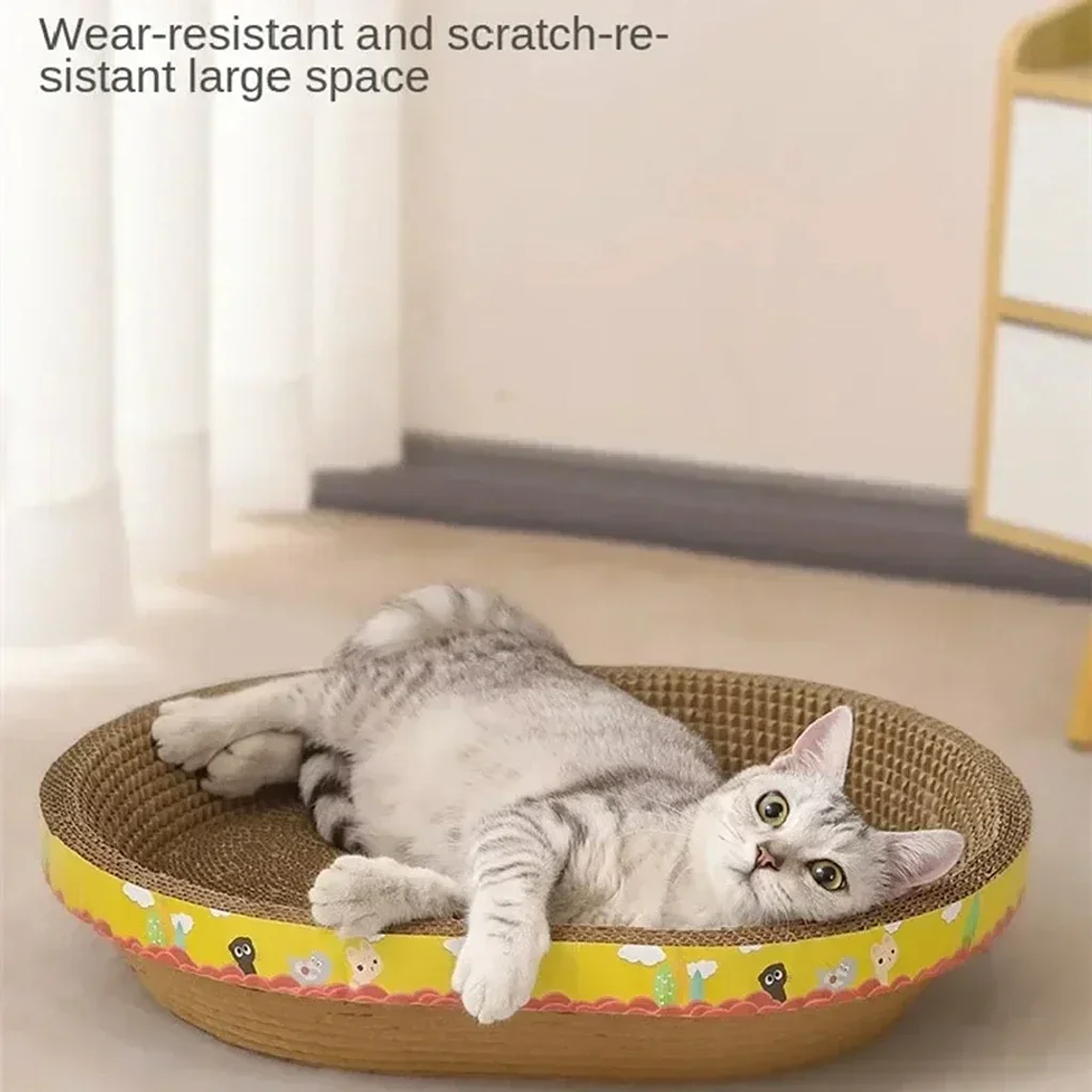 Cat Scratching Board Protect Furniture Grinding Claw Toys Oval Corrugated Paper Wear-resistant Cat Nest Cat Accessories 8