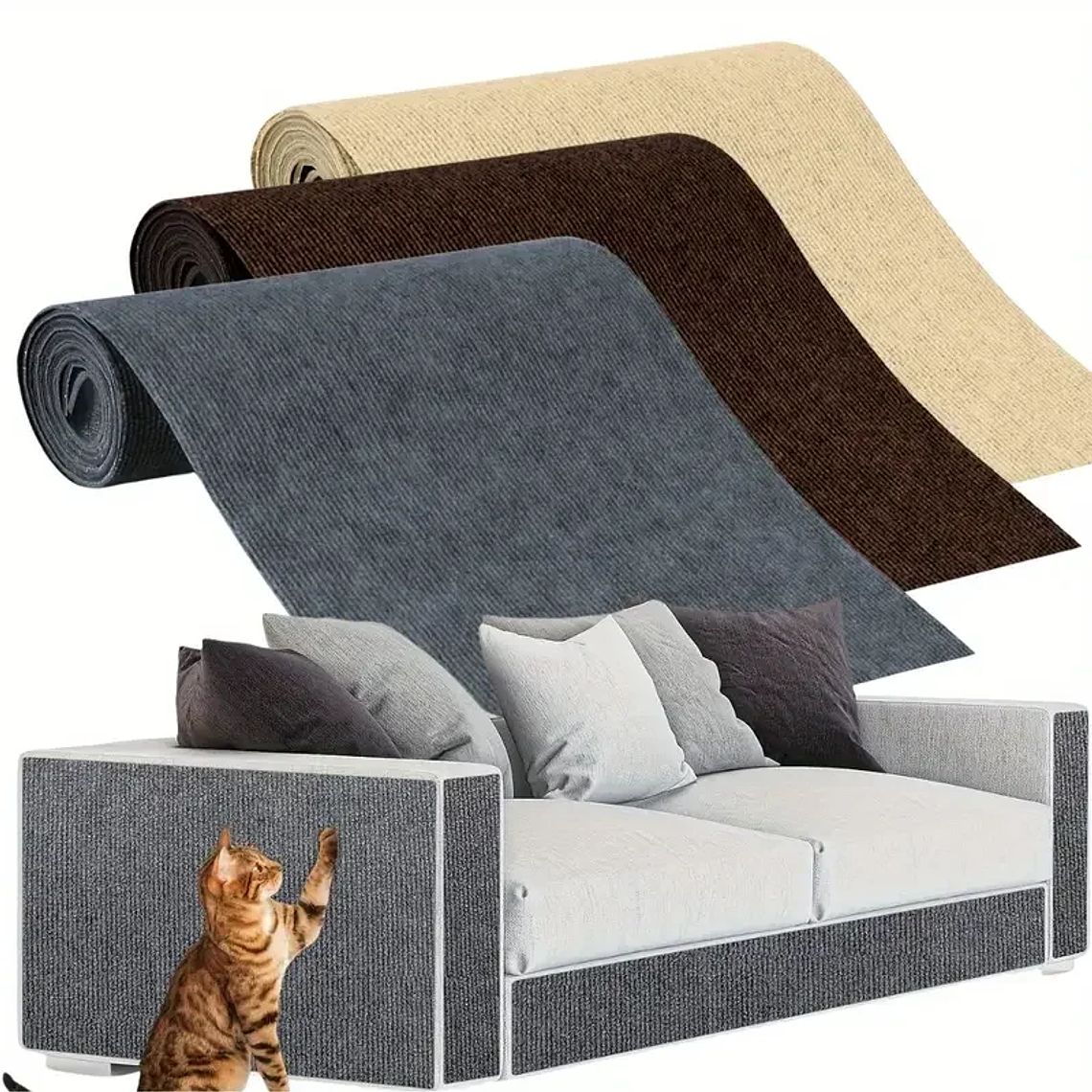 Self-Adhesive Cat Scratching Board Trimmable Cat Carpet Mat Anti Cat Scratcher Furniture Couch Corner Indoor Sofa Wall Protector 1