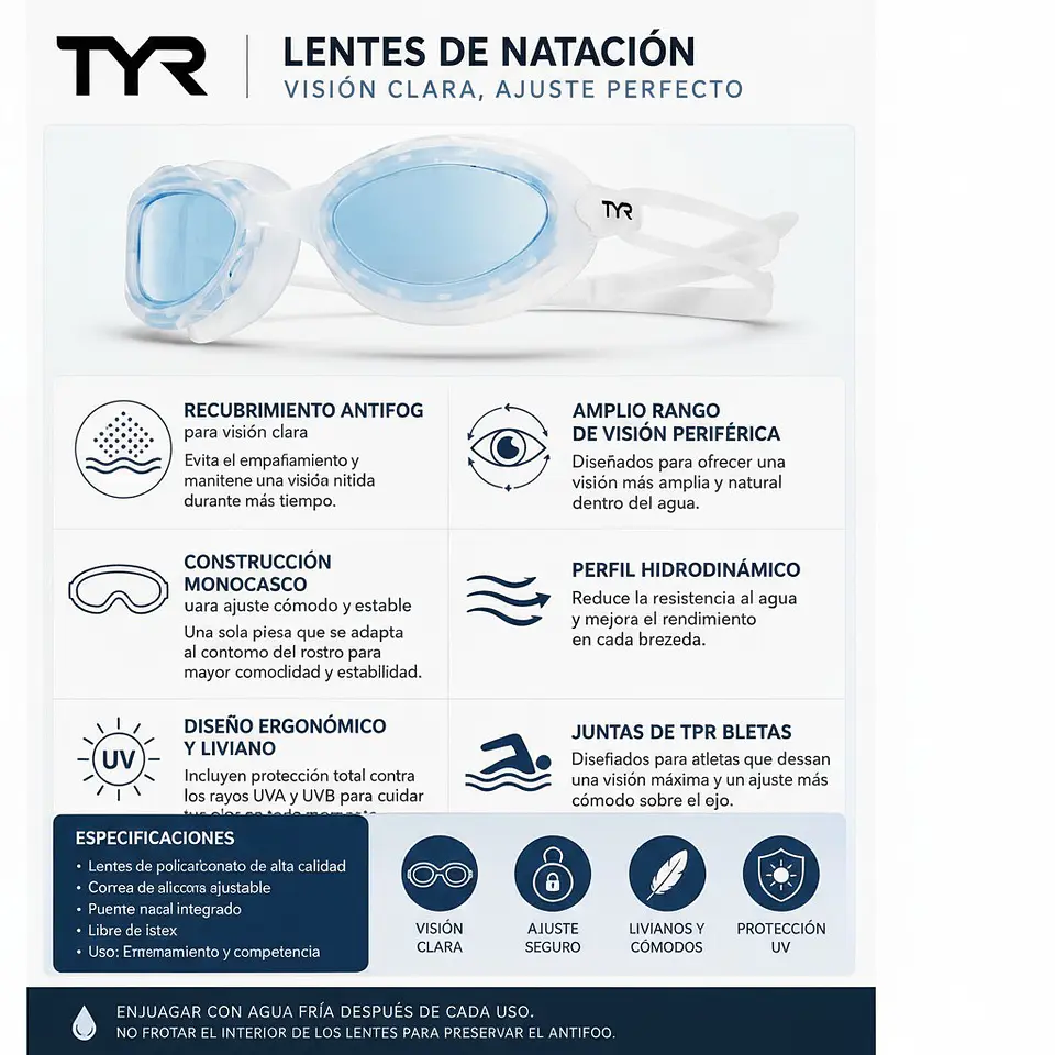 Lente de Natación TYR Nest 2