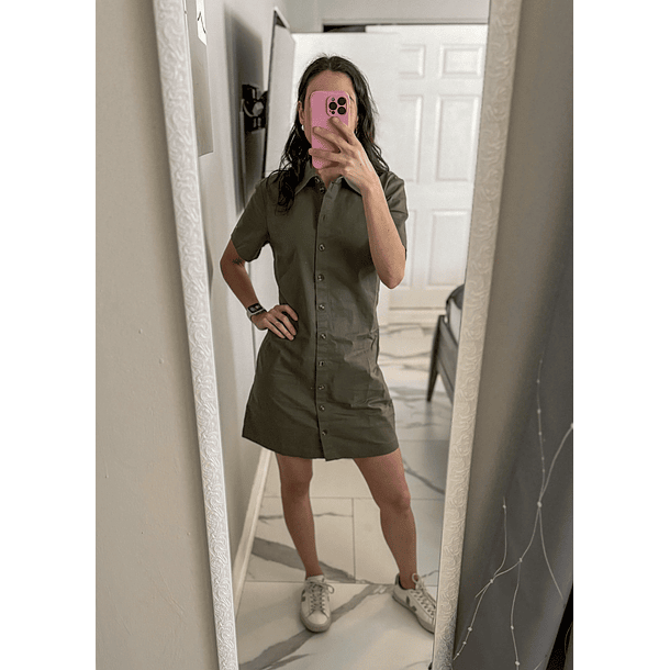 Vestido Camisero Entallado Verde Militar 1