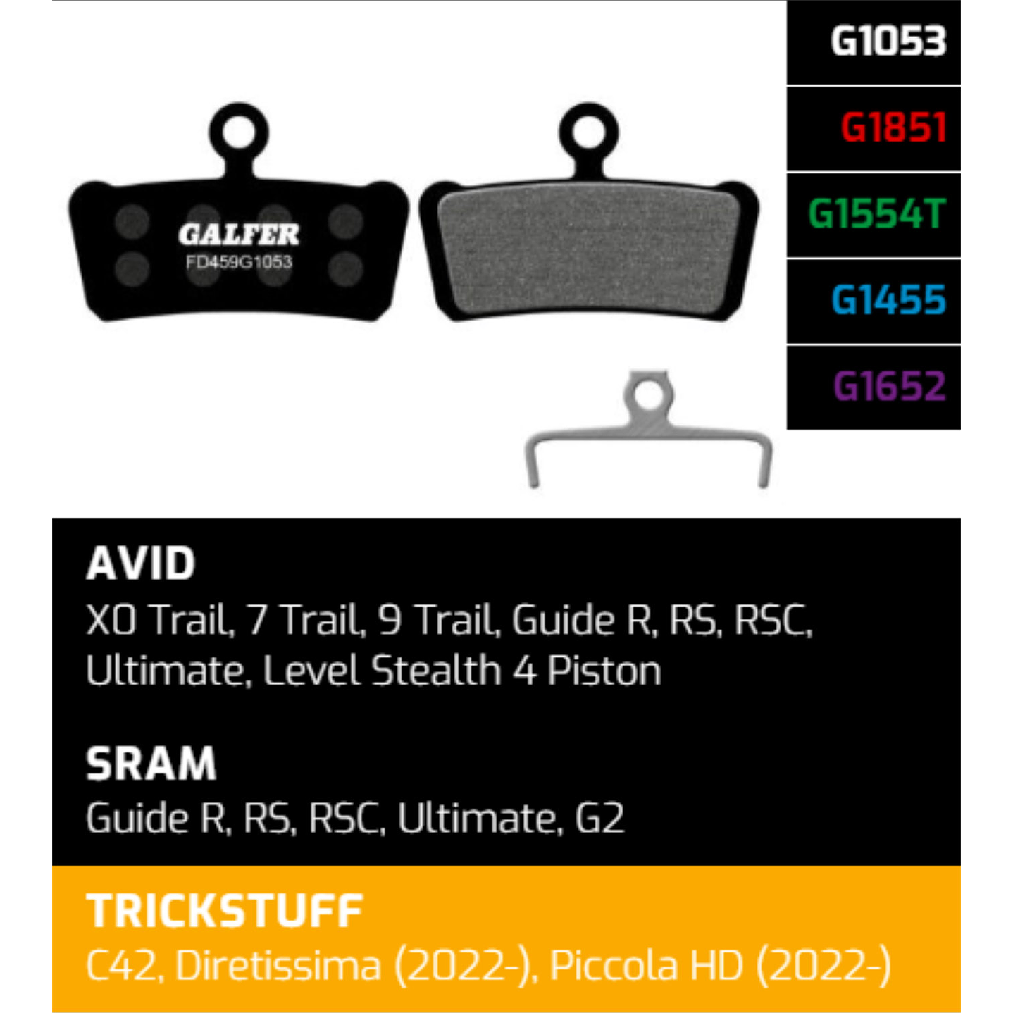 Pastillas de Freno Galfer FD459 / Compatible Sram y Avid 2
