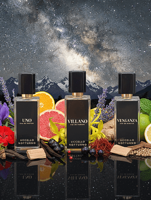 TRILOGÍA UNO, VILLANO y VENGANZA  50 ml c/u