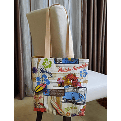 Tote Bag Reversível Praias -  A cor da alça e do tecido podem variar