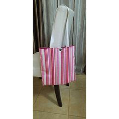 Tote Bag Reversível Riscas Rosa