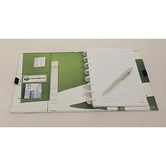 Caderno Inteligente A5 em Lona Publicitária Reaproveitada - Padrão Verde e Branco - Upcycling