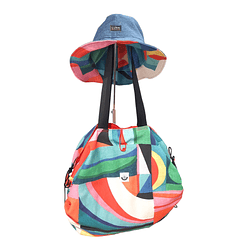 Conjunto Saco Toalha de Praia e Chapéu Reversível  - Padrão Colors