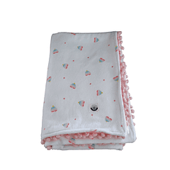  Toalha Infantil com Pompons Rosa Bebé 