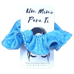 Scrunchie de Licra Azul e Branca