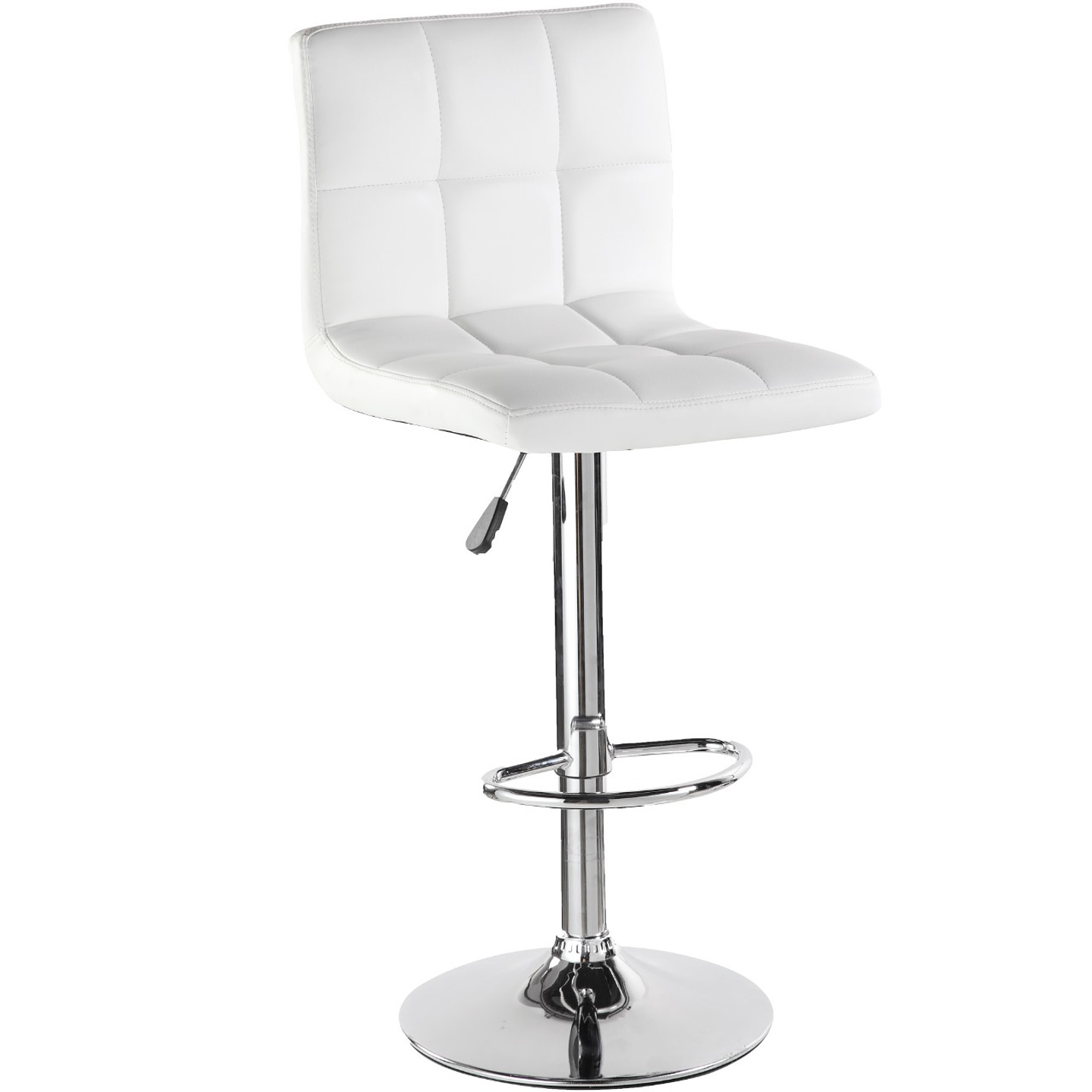 Silla Bar Blanca Base Cromada Ajustable 1