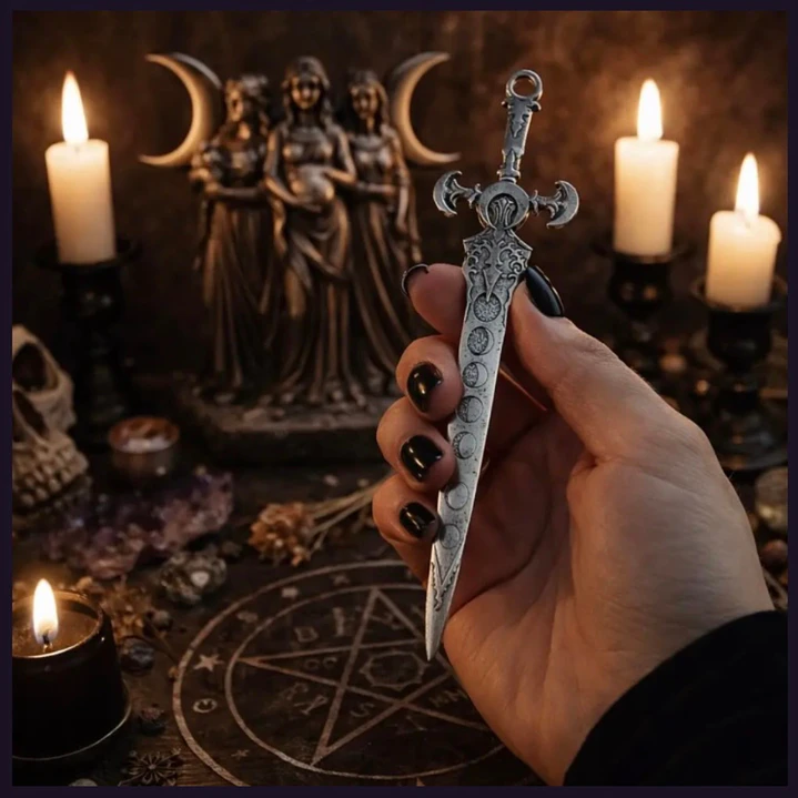 Athame- (daga) triple luna   1