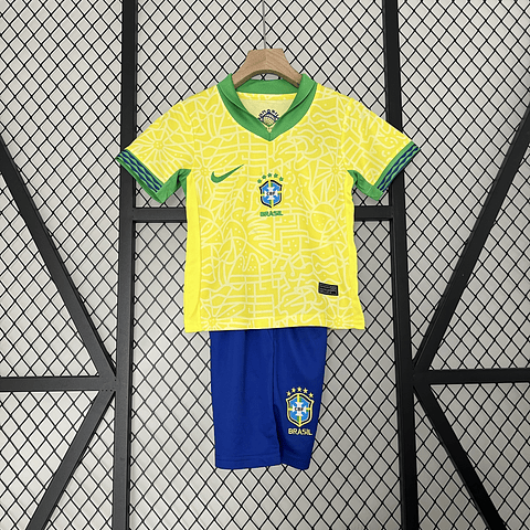 Brasil Camisola Principal 2024 Kit Criança