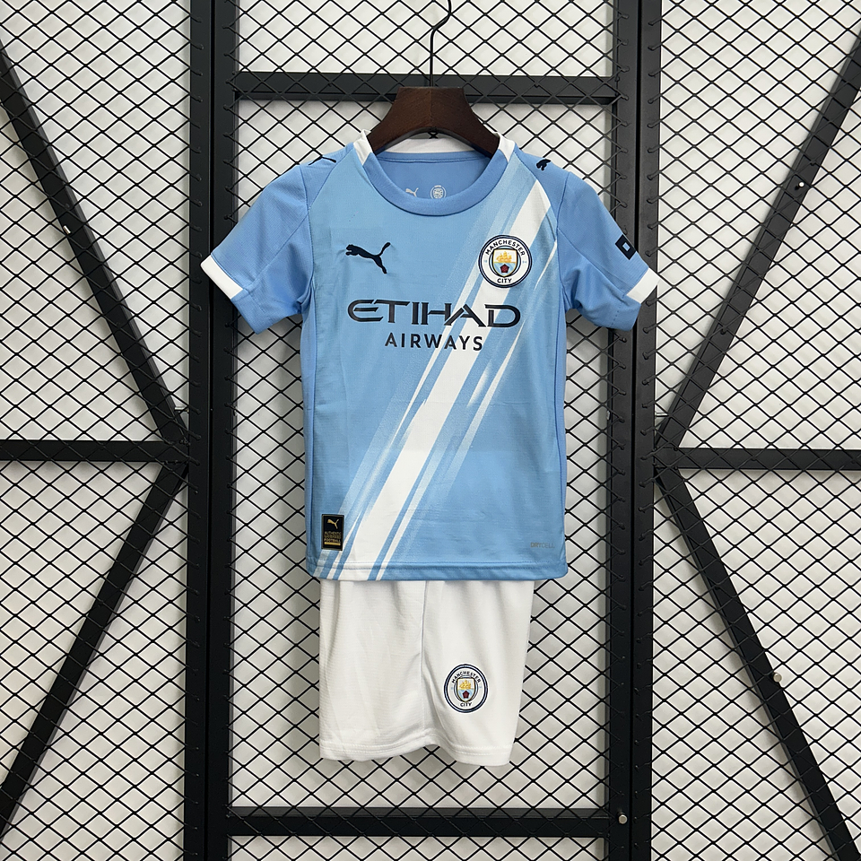 Manchester City Equipamento Principal Kit Criança 2025/26 1