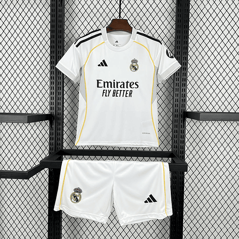 Real Madrid Equipamento Principal Kit Criança 2025/26