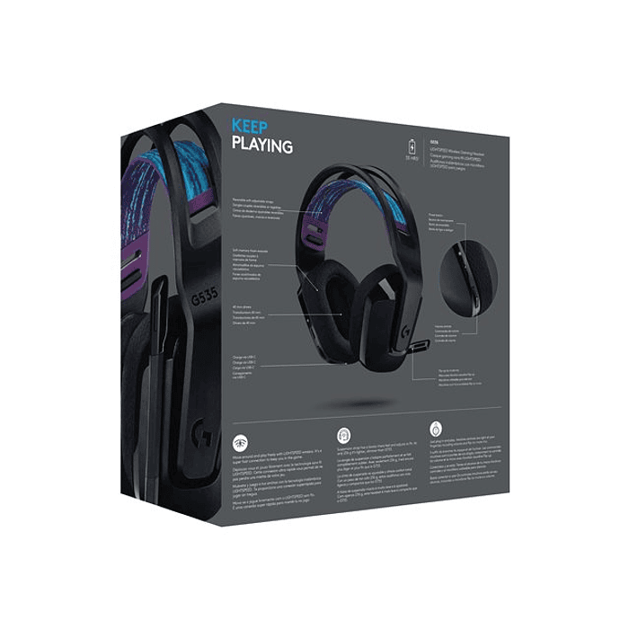 Audífonos Gamer Inalámbricos Logitech G535 Lightspeed Inalámbrico Receptor USB Negro 2