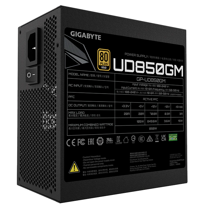 Fuente de Poder Gigabyte 850W Modular 80+ Gold, GP-UD850GM 2