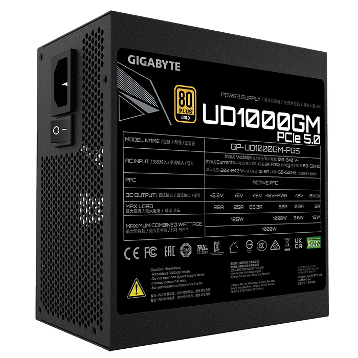 Fuente de Poder Gigabyte 1000W 80+ Gold, GP-UD1000GM 2